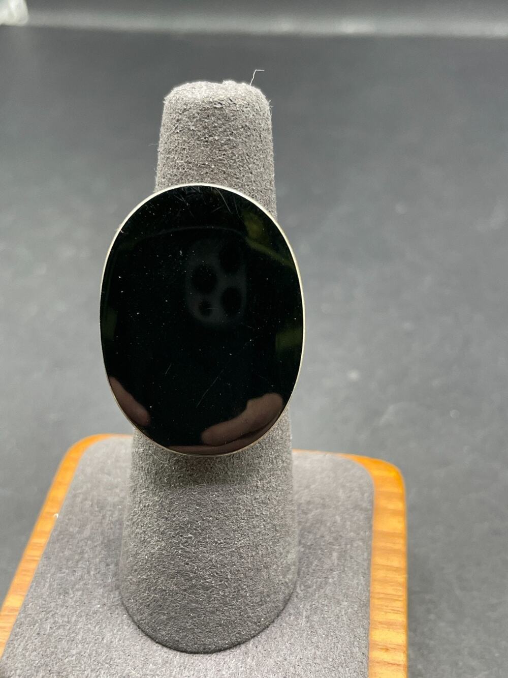 VTG ATI Large Black Onyx Gemstone 925 Sterling Silver Statement Ring Size 7.25